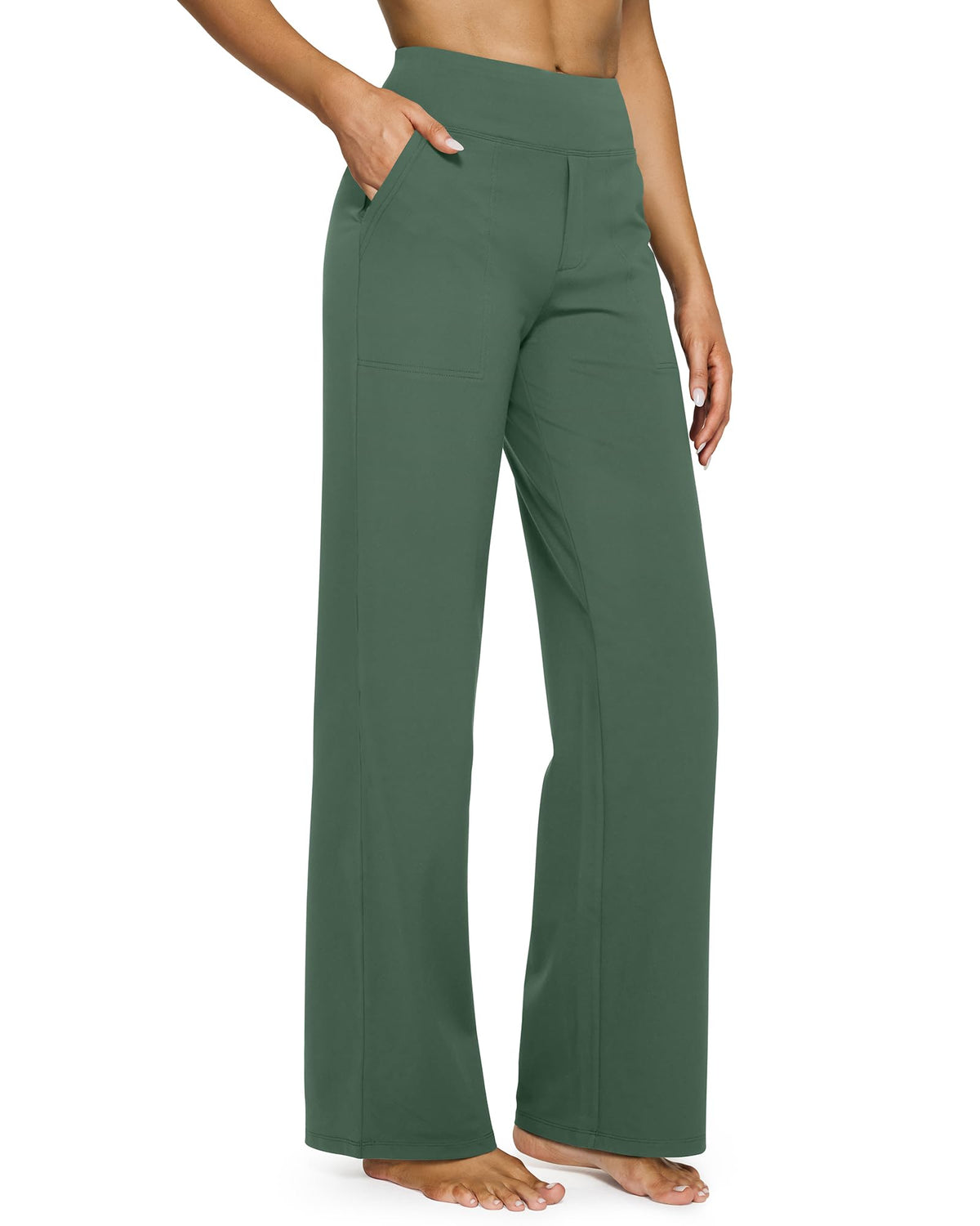 G4free Wide-Leg Yoga Pants For Women Dark Forest Green S Regular
