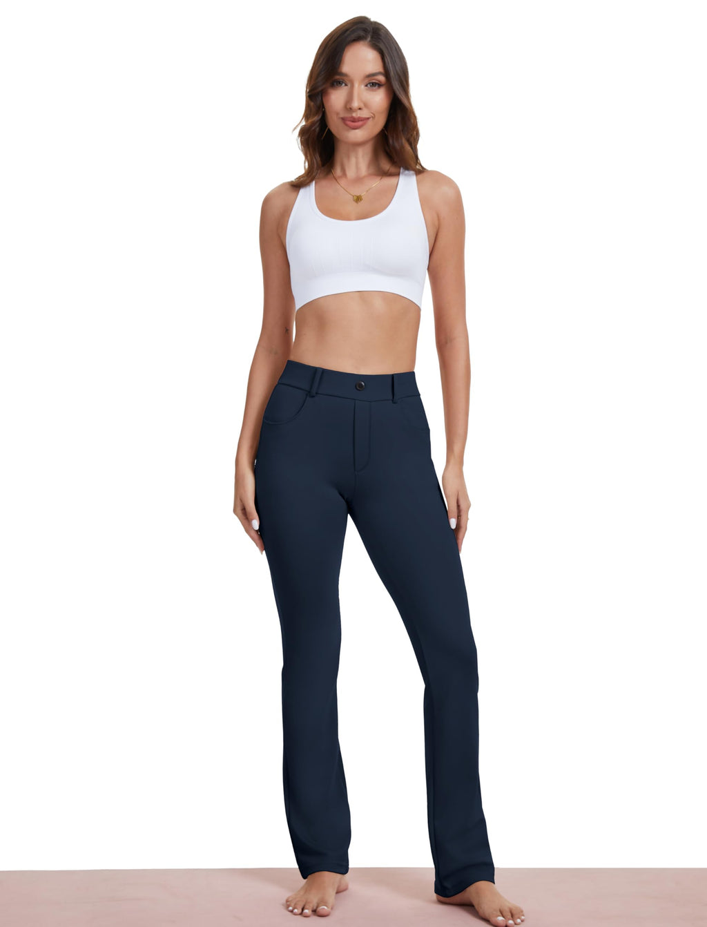 Vimpep Straight-Leg Yoga Dress Work Pants Women Pull On - Style 51