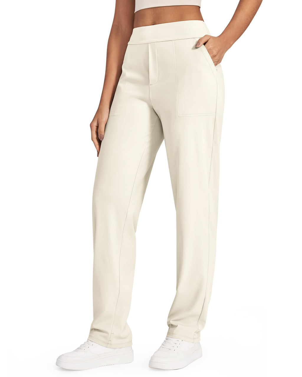 G4free Work Pants Women Dress Trousers With Pockets Workout Ivory Xs