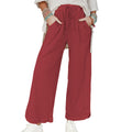 Hixiaohe Women's Casual Wide-Leg Sweatpants High-Waist Baggy Acid - Red