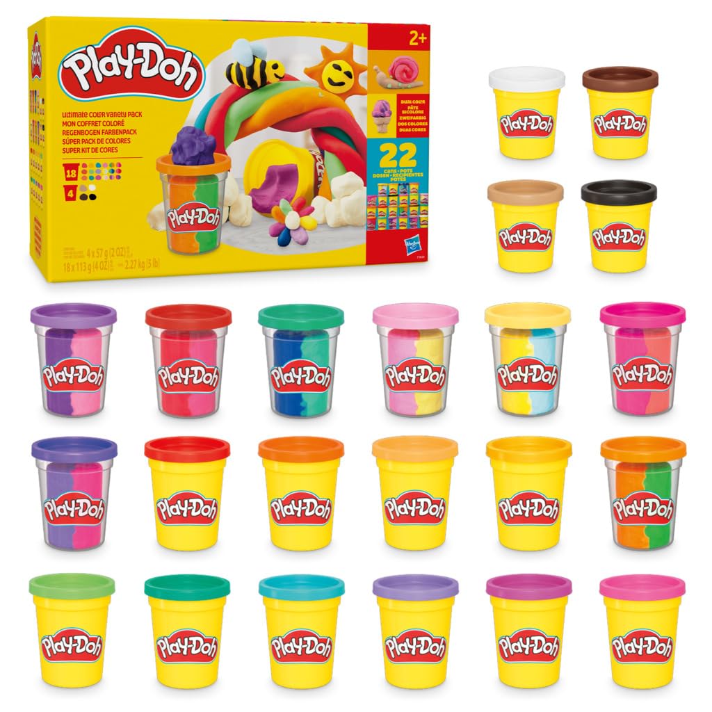 Play-Doh 22 Pack Ultimate Color Variety, Bulk Assorted Colors, 2 & 4 Ounce Modeling Compound Cans, Kids Arts & Crafts, Preschool Toys, Ages 2+ (Fanci Exclusive)