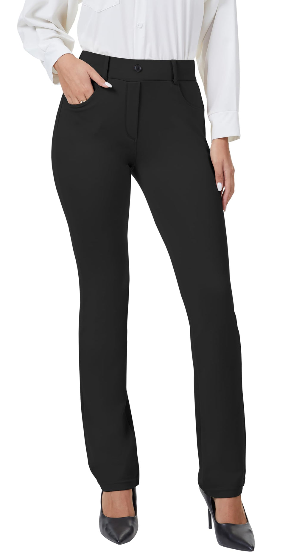 Vimpep Straight-Leg Yoga Dress Work Pants Women Pull On - Style 24