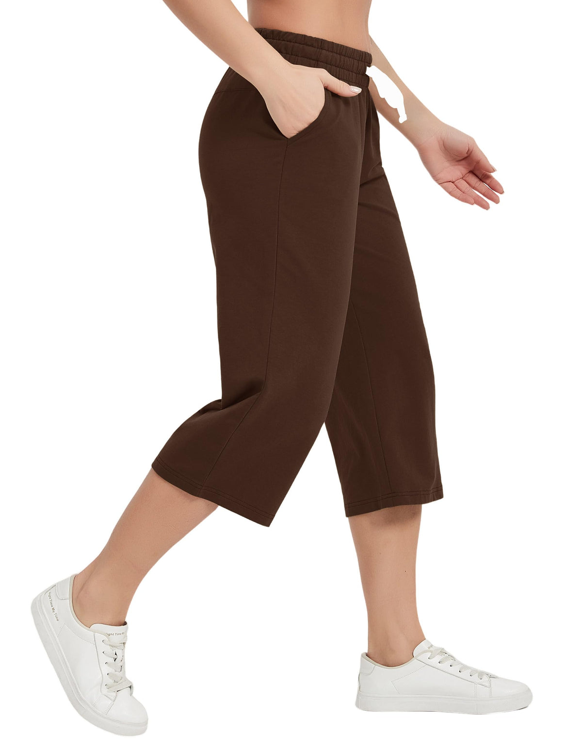 Specialmagic Women's Capri Pants Cotton Sweatpants Mocha Brown 2xl