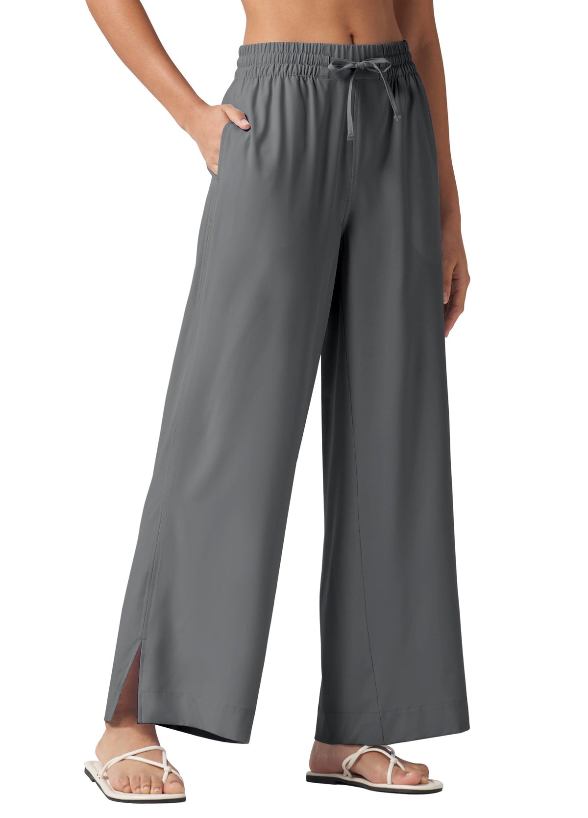 Willit Women's Wide Leg Pants Swim Beach UPF 50+ - Deep Gray