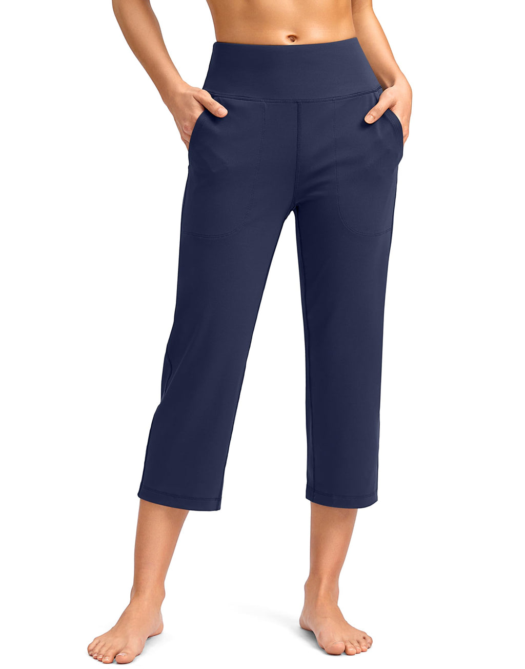 Santiny Capri Pants For Women With Pockets Yoga Capris Leggings (navy