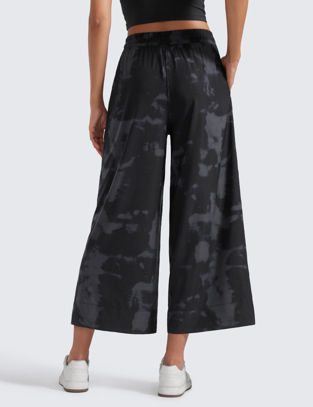 Women's Crz Yoga Lightweight Wide-Leg Crop Pants 25" Black Tie Dye