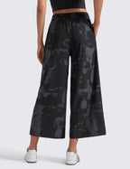 Women's Crz Yoga Lightweight Wide-Leg Crop Pants 25" Black Tie Dye