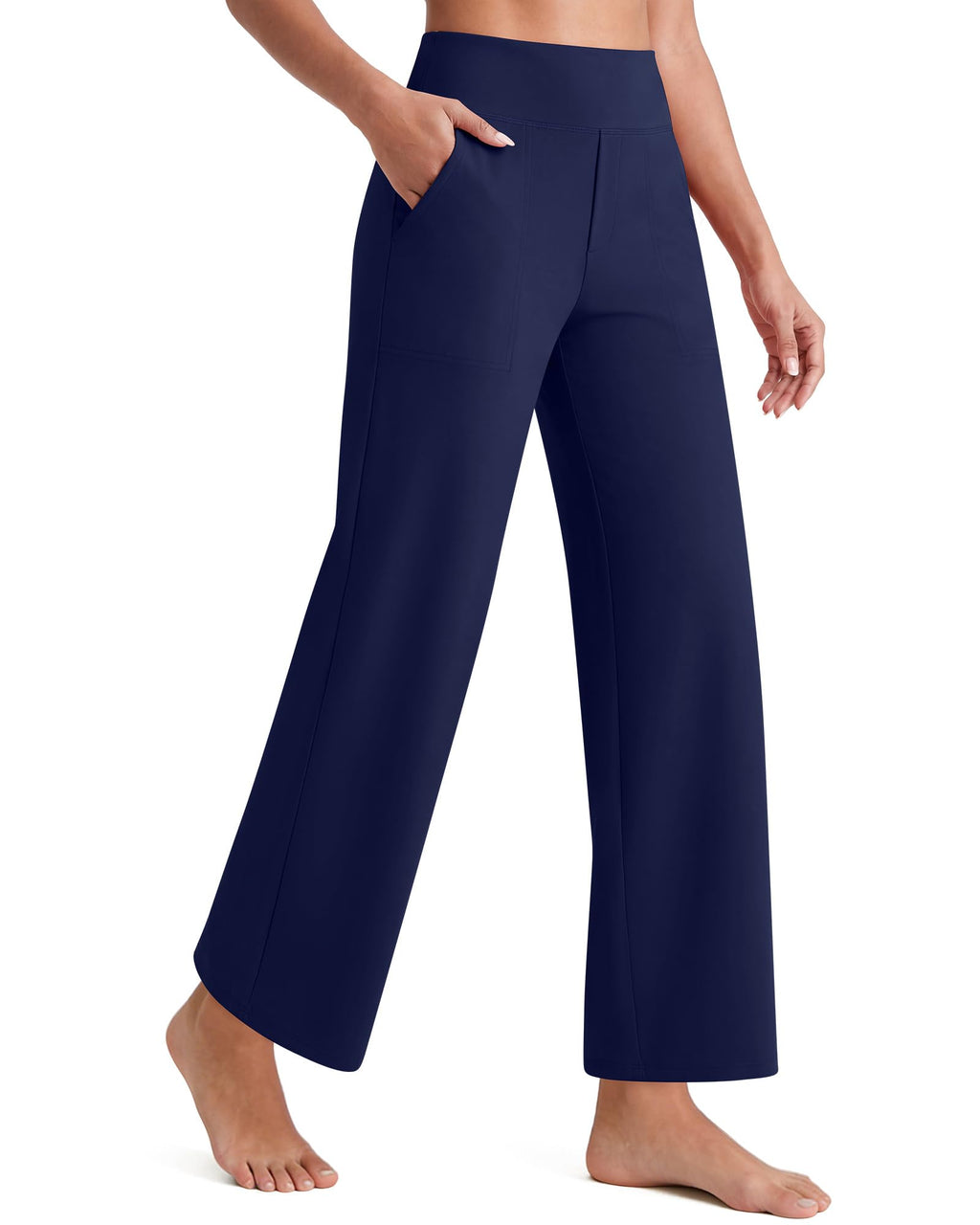 G4free Wide-Leg Casual Pants Women Stretch With Pockets Royal Blue M