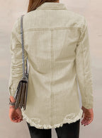 Dokotoo Womens Long Sleeve Button Down Oversized Jean Denim Jacket Beige S - A1 Apricot