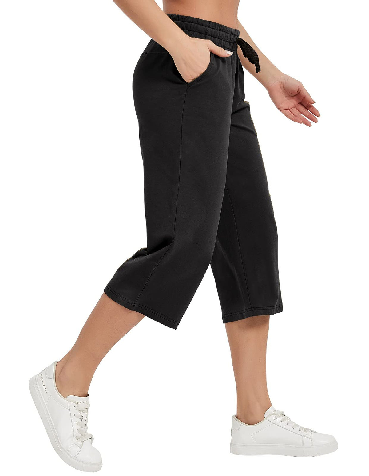 Specialmagic Women's Capri Pants Cotton Sweatpants Black 3xl