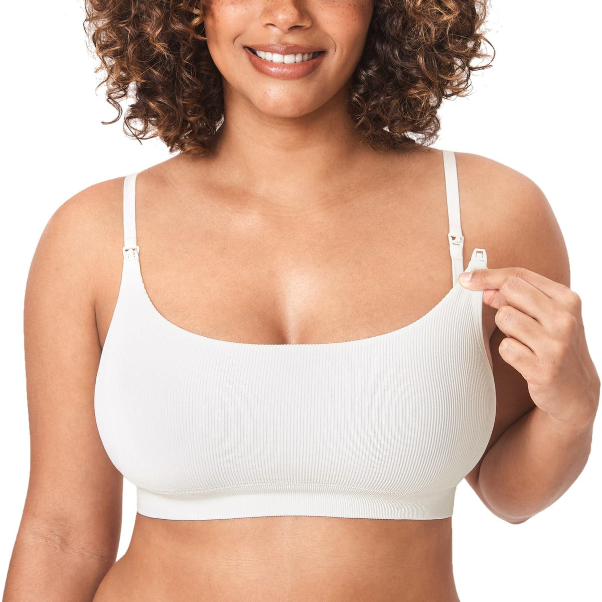 Women's Momanda Ribbed for Breastfeeding Iceland White Small Nursing Bra