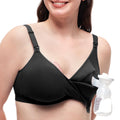 Women's Momcozy Hands-free Pumping Wireless & Seamless Hf010 Breast Pump Breathable Tencel™ Fabric Fully Fixed Cups Xx-small Black Charcoal Bra