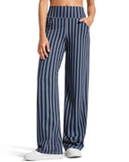 Promover Wide-Leg Pants For Women With Pockets Soft Navy Stripe Xs