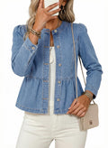 Dokotoo Cropped Jean Jacket Women Fashion Spring Summer Button Down Long Sleeve Cinched Waist Crop Denim Jackets For Rodeo Western Country