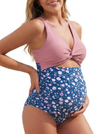 Women's Summer Mae Twist-front Cutout Maternity - Pink Blue Bouquet