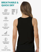 100% Merino Wool Tank Top Women - Active Sleeveless Undershirt Base Layer (Small, H: Black)