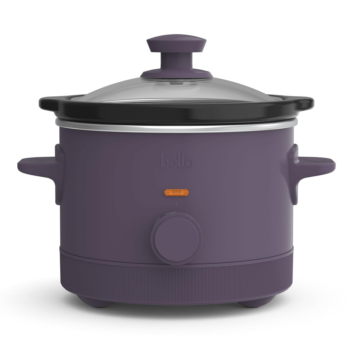 bella 1.5 Qt Slow Cooker with 3 Heat Manual Control, Ceramic Nonstick Coating, Dishwasher Safe Stoneware Pot and Tempered Glass Lid, Tangle Free Cord Wrap & Cool Touch Handles, Plum