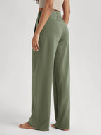 Ododos Modal Soft Wide-Leg Pants For Women High-Waist - Dark Sage