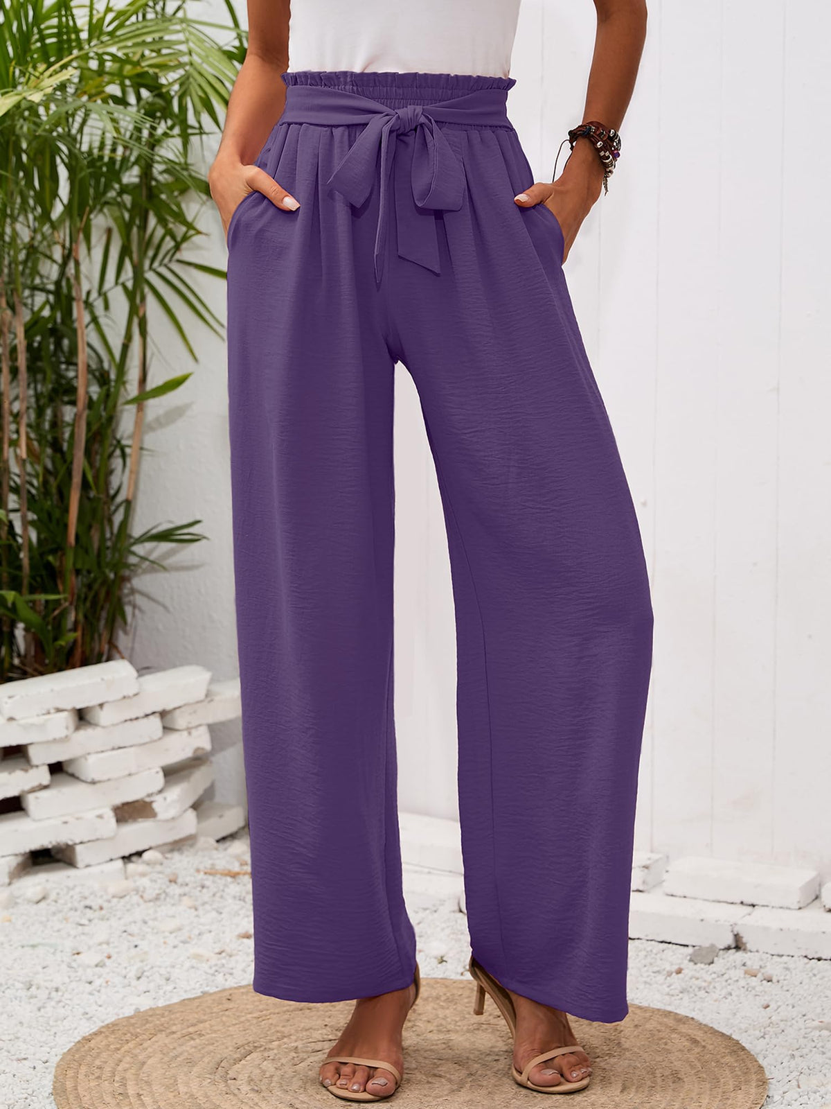 Heymoments Women's Wide-Leg Lounge Pants With Pockets Dark - Size Large