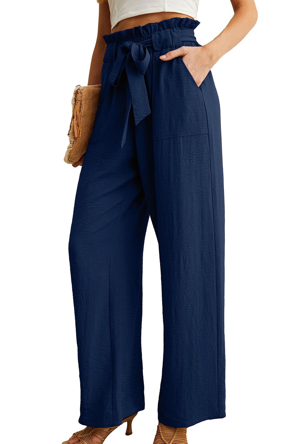 Iwollence Adjustable Knot Palazzo Pants For Women - 03 Dark Blue