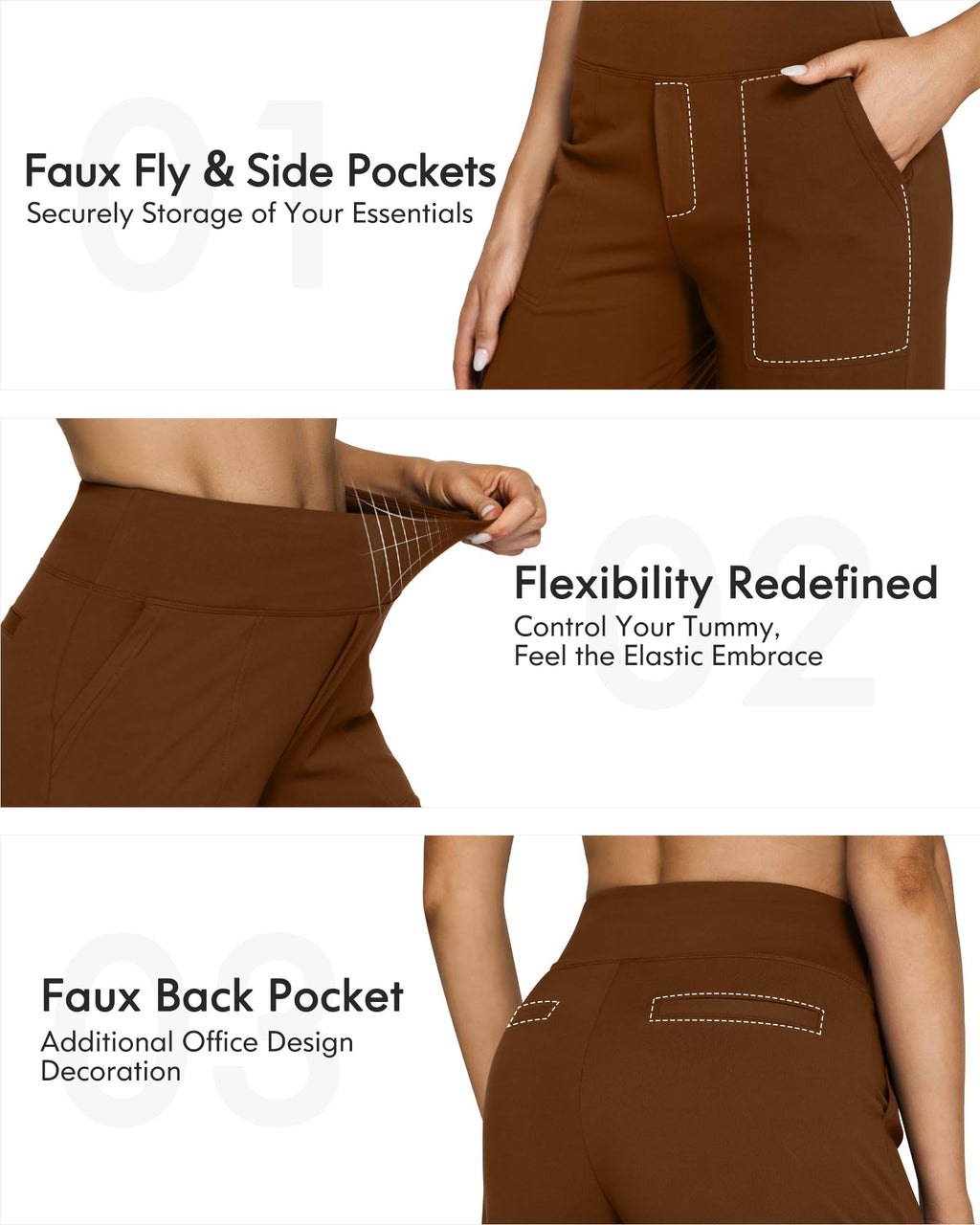 G4free Wide-Leg Yoga Dress Pants For Women High-Waist Dark Coffee M
