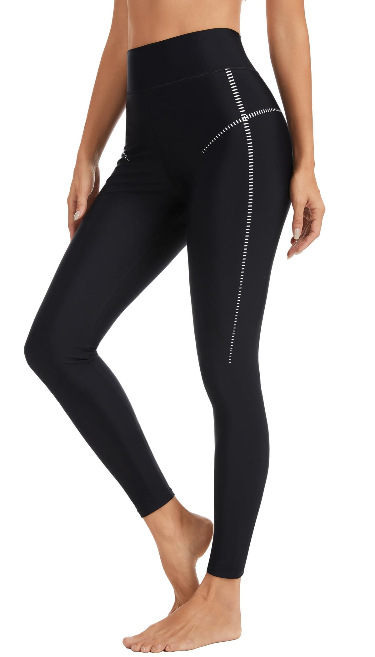 ATTRACO Tummy Control Swim Leggings Quick Dry Water Leggings Black M