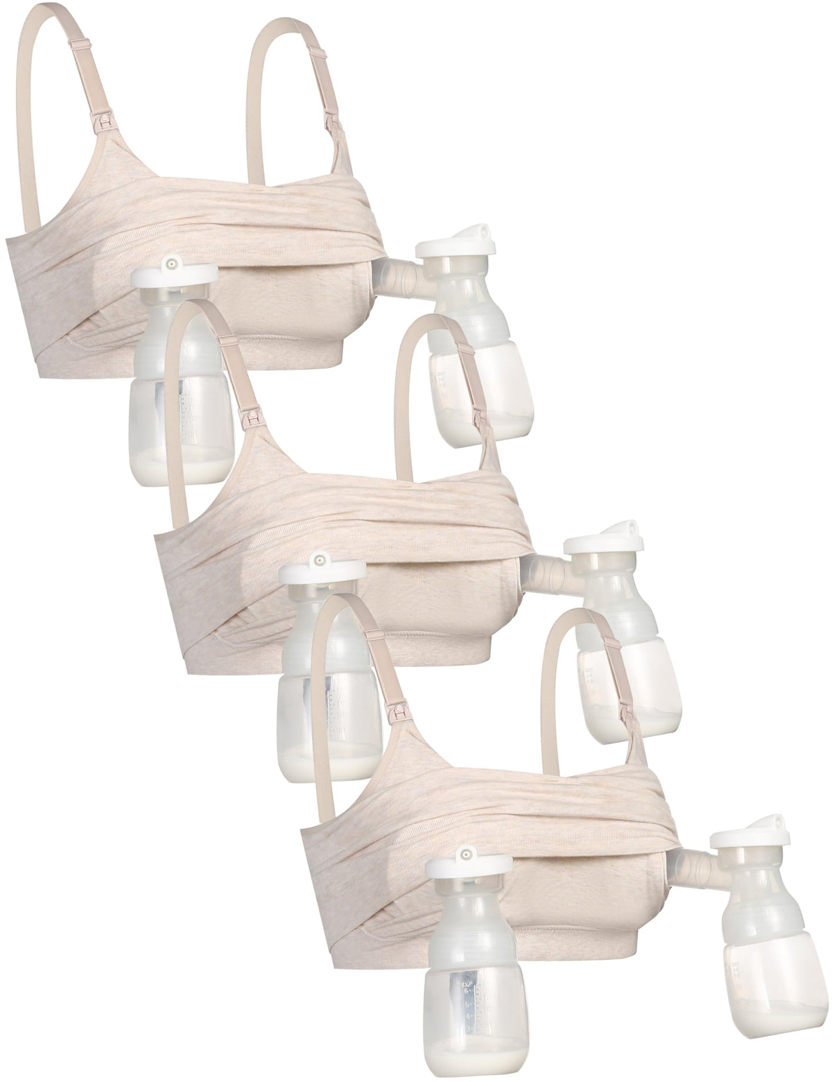 Women's Gxxge 3pack Hands Free Pumping Adjustable & with Easyclip for All Breast Pumps Cotton Sleep 3 Beige Large Nursing Bra