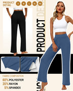 Huukeay 3 Pack Women's Lounge Pants Cozy Sweatpants - Black, Denim