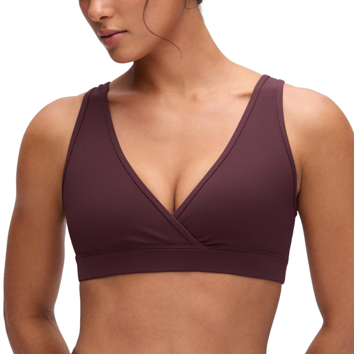 Women's Crz Yoga V Neck Ripe Plum Large Nursing Bra