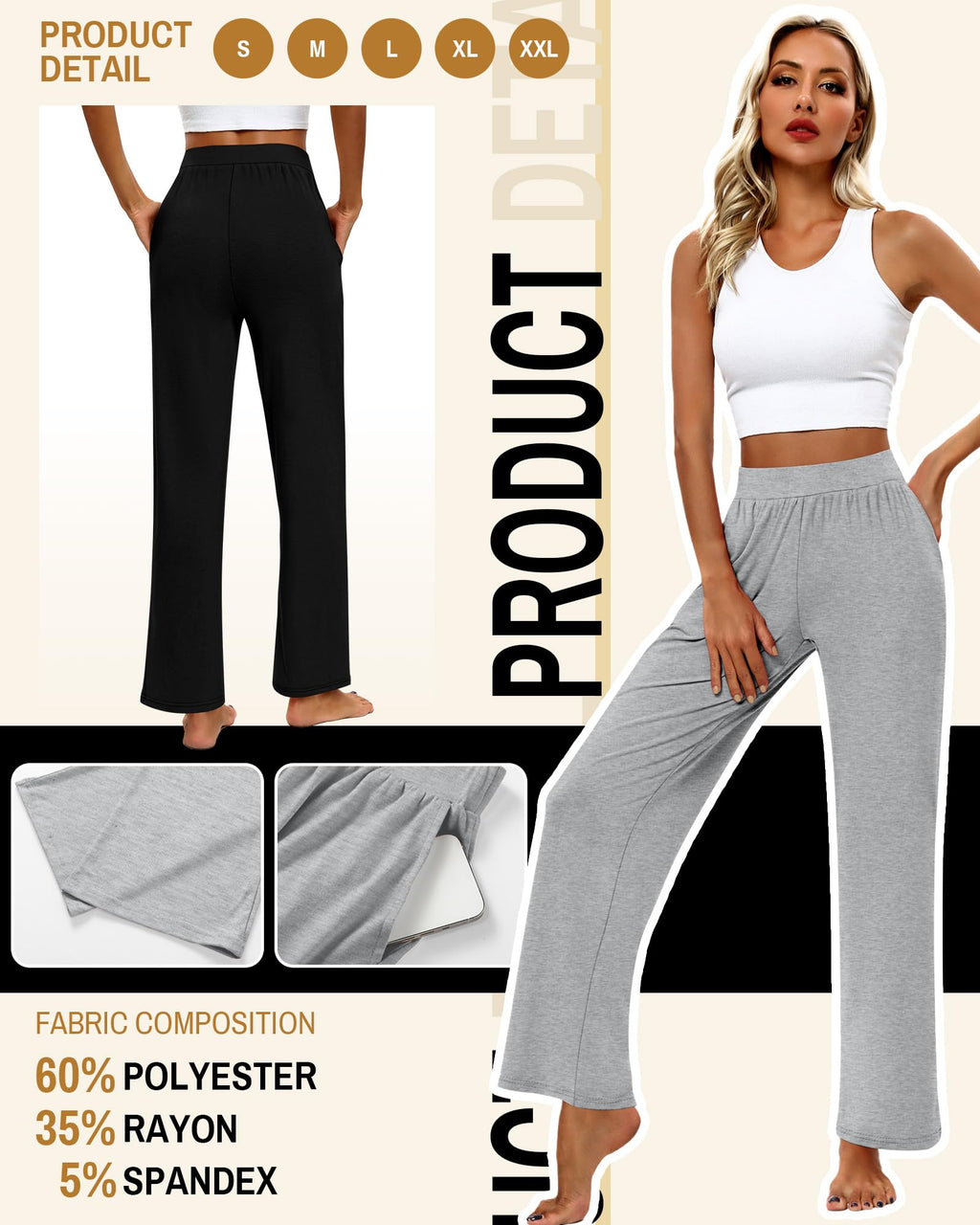 Huukeay 3 Pack Women's Lounge Pants Cozy Sweatpants Medium - Style 3