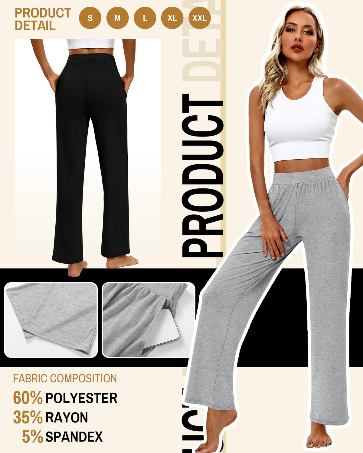 Huukeay 3 Pack Women's Lounge Pants Cozy Sweatpants Medium - Style 3