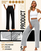 Huukeay 3 Pack Women's Lounge Pants Cozy Sweatpants - Style 7