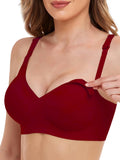Women's Vinfact Smooth for Breastfeeding Seamless for Pregnancy Wireless Bralette with Extra Extender Large, Red Nursing Bra
