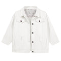 Hixiaohe Spring Summer Jean Jacket For Women Trendy Half Sleeve Button Down Short Denim Retro Cropped Trucker Coat - White