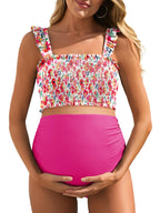 Women's Summer Mae Maternity Swimsuit Ruffled Two-Piece - Style 3