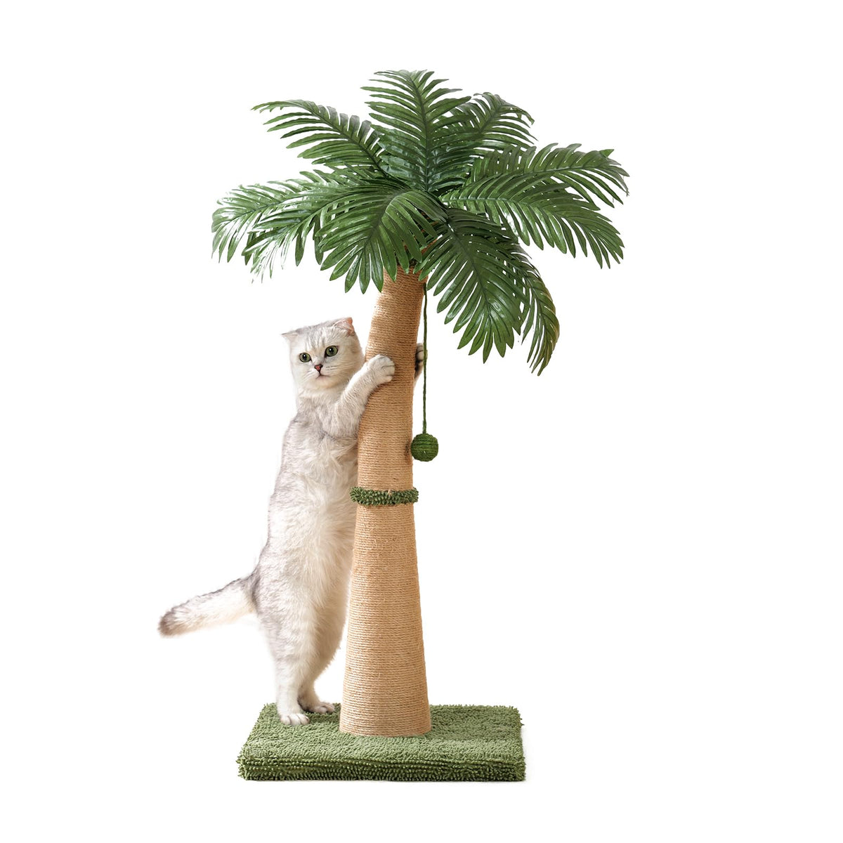 40'' Tall Cat Scratching Post Cat Tree, Curved Design Cat Scratcher Post with 3 Interactive Balls, Natural Sisal Rope Cat Scratching Posts for Indoor Cats Adults Kittens, Multi-Combinable (Style A)