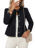 Dokotoo Cropped Jean Jacket Women Fashion Spring Summer Button Down Long Sleeve Cinched Waist Crop Denim Jackets For Rodeo Western Country