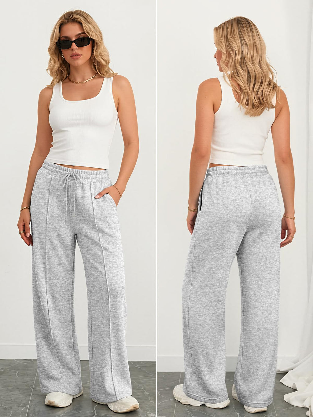 Athmile Women's Wide-Leg Sweatpants High-Waisted Baggy - Size XX-Large