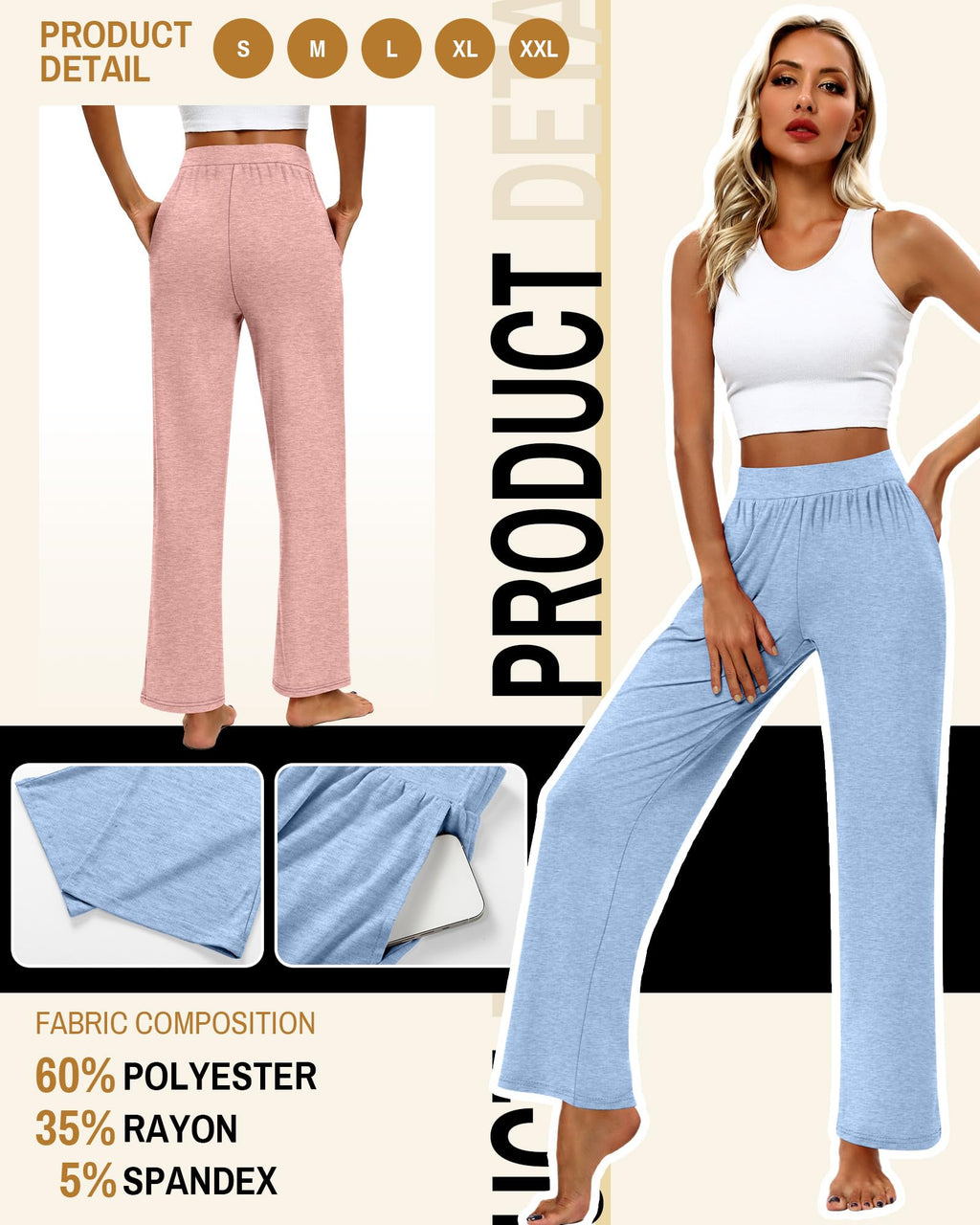 Huukeay 3 Pack Women's Lounge Pants Cozy Sweatpants - Size XX-Large