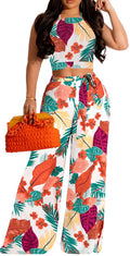 sexycherry Women's Vacation Outfits White 2 Piece Cruise Sets with Pockets
