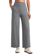 G4free Wide-Leg Pants Women Ankle Length With Pockets Gray Heather L