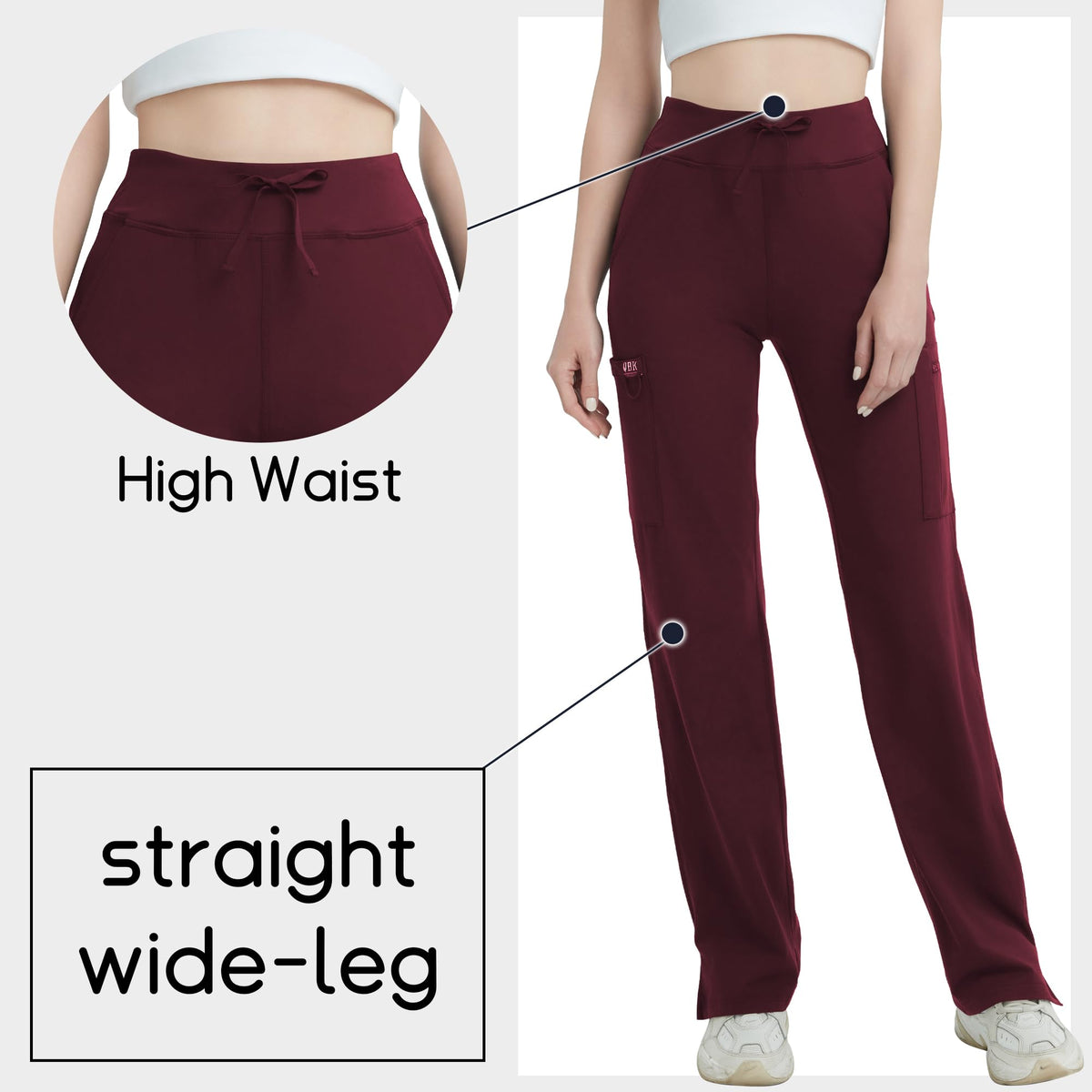Qbk High-Rise Yoga Scrub Pants Women Straight Wide-Leg - Style 31