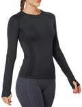 MathCat Workout Shirts for Women Long Sleeve, Workout Tops for Women, Quick Dry Gym Athletic Tops?Seamless Yoga Shirts Black