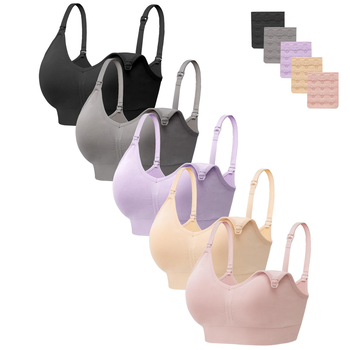 Hbselect Women's 5 Pack for Breastfeeding Nursing Bra