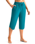 Viodia Women's 18" Modest Swim Capris Pants With Pockets Lake Blue S