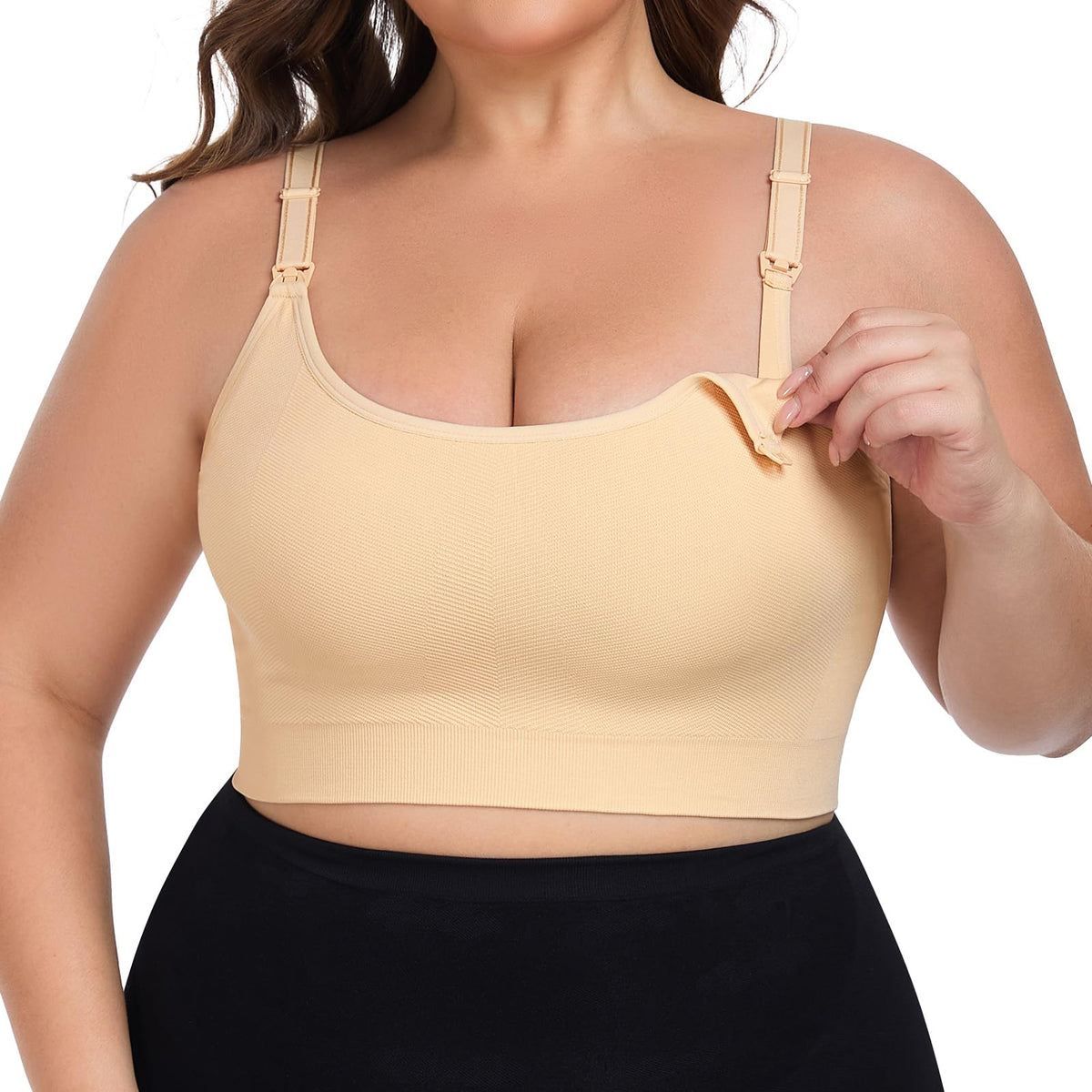 Angelhood Women's's Non-padded Bralette Convenient Breastfeeding Full Coverage Wirefree Support Everylife Sport Sleep Nude Nursing Bra