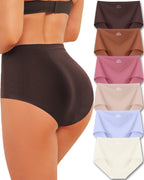 High Waisted Seamless Underwear Women's Briefs Panties No Show 6 Pack XL