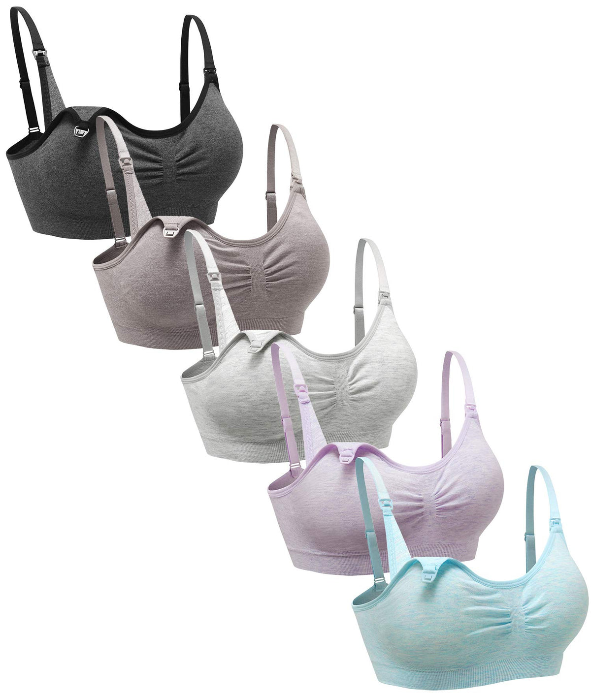 Suekaphin 5pack Wireless Women's's Sleeping Breastfeeding, 4x-large, Sort Cc-a Nursing Bra