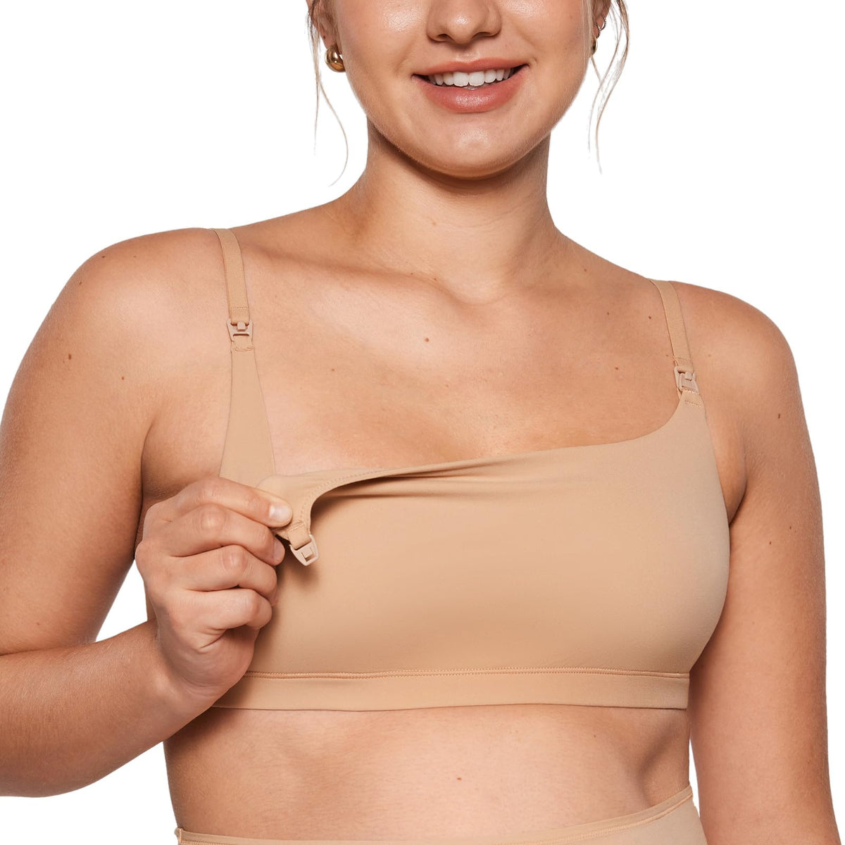 Inlyric Women's's Inbarely Soft Unlined Bralettes for Breastfeeding Unpadded Comfy Sleep Seamless Warm Beige Xx-large Nursing Bra
