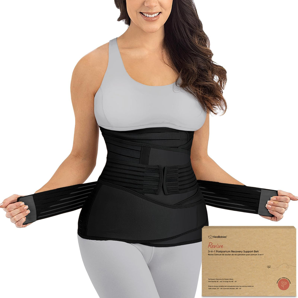 Women's 3 in 1 Postpartum Belly Support Recovery Wrap Band (midnight Black, Xl) Intimates
